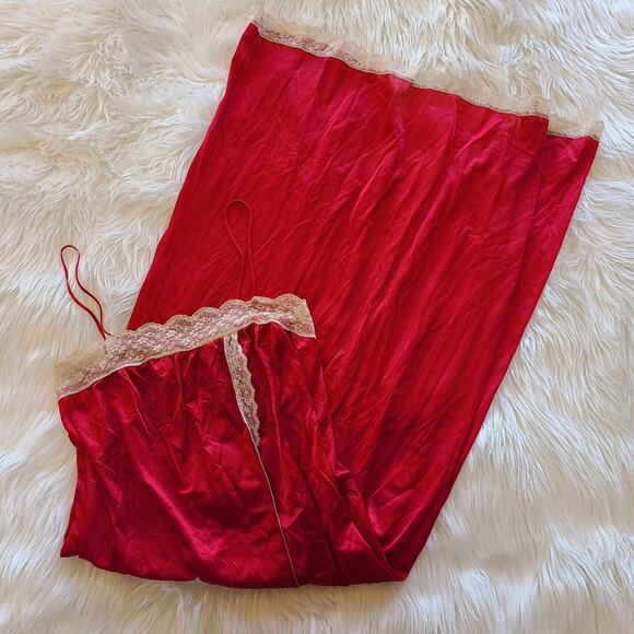 Vintage Dresses & Skirts - Vintage Dress Slip Lingerie Nightgown Burgundy Lace Medium Cover Up Maxi Pinup